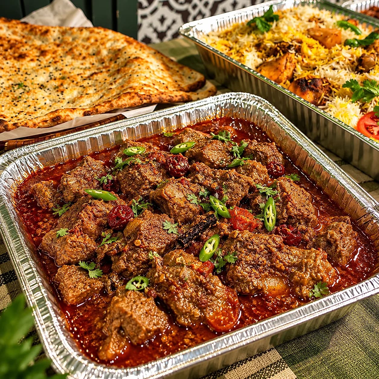 Seasonal dishes arranged for sharing