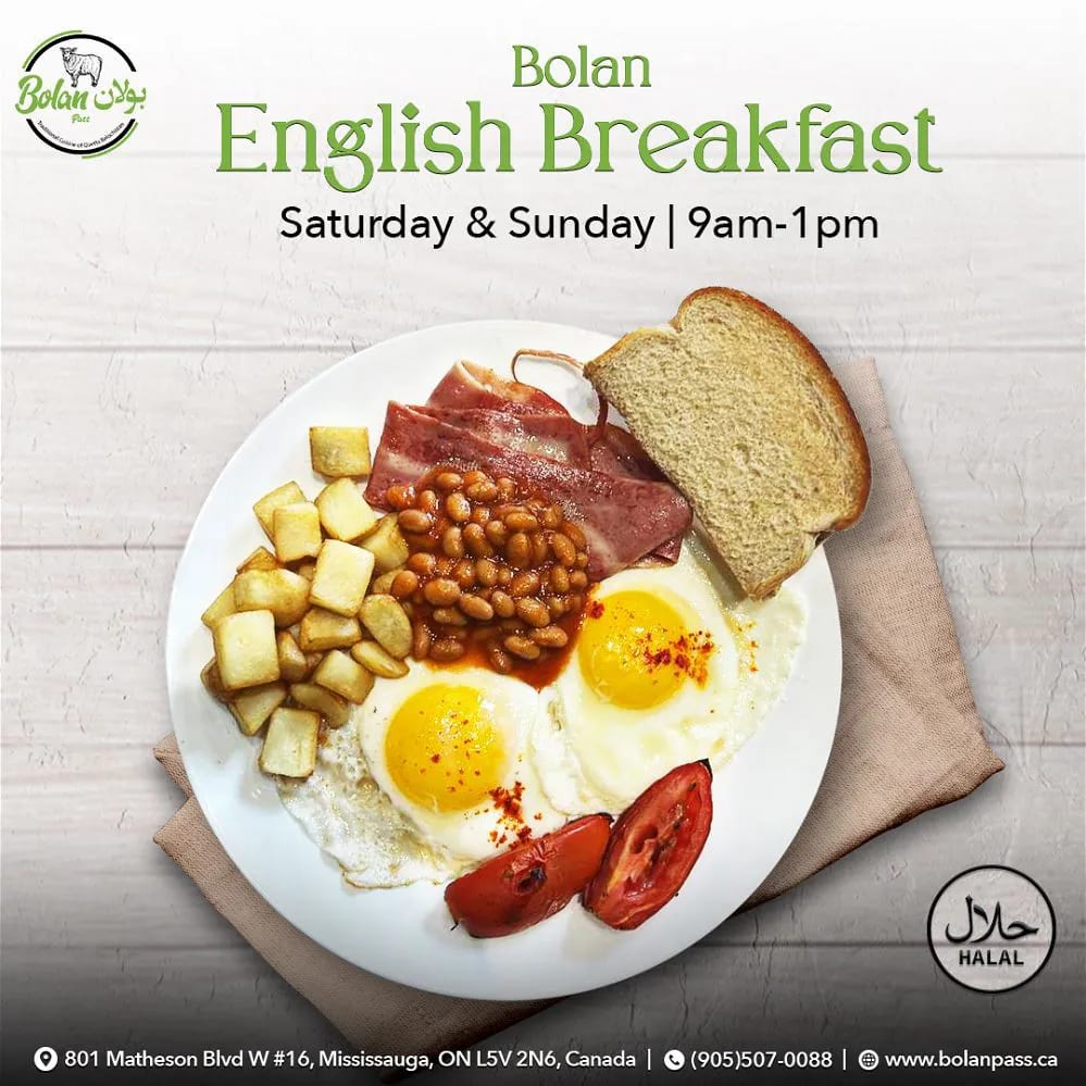 Bolan English Breakfast Halal Weekend Only Sat and Sun at 10am to 2pm